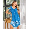 image:imageEkouaer Womens Nightgown Soft Sleepwear Pleated Sleepshirt Sleep Dress Short Sleeve Nightdress S3XLFloral Sky Blue