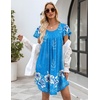 image:imageEkouaer Womens Nightgown Soft Sleepwear Pleated Sleepshirt Sleep Dress Short Sleeve Nightdress S3XLFloral Sky Blue