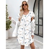 image:imageEkouaer Womens Nightgown Soft Sleepwear Pleated Sleepshirt Sleep Dress Short Sleeve Nightdress S3XLFloral White
