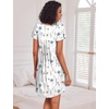 image:imageEkouaer Womens Nightgown Soft Sleepwear Pleated Sleepshirt Sleep Dress Short Sleeve Nightdress S3XLFloral White