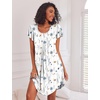 image:imageEkouaer Womens Nightgown Soft Sleepwear Pleated Sleepshirt Sleep Dress Short Sleeve Nightdress S3XLFloral White