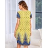 image:imageEkouaer Womens Nightgown Soft Sleepwear Pleated Sleepshirt Sleep Dress Short Sleeve Nightdress S3XLFloral Yellow