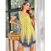 image:imageEkouaer Womens Nightgown Soft Sleepwear Pleated Sleepshirt Sleep Dress Short Sleeve Nightdress S3XLFloral Yellow