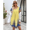 image:imageEkouaer Womens Nightgown Soft Sleepwear Pleated Sleepshirt Sleep Dress Short Sleeve Nightdress S3XLFloral Yellow