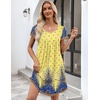 image:imageEkouaer Womens Nightgown Soft Sleepwear Pleated Sleepshirt Sleep Dress Short Sleeve Nightdress S3XLFloral Yellow