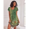image:imageEkouaer Womens Nightgown Soft Sleepwear Pleated Sleepshirt Sleep Dress Short Sleeve Nightdress S3XLGreen Boho Floral