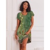 image:imageEkouaer Womens Nightgown Soft Sleepwear Pleated Sleepshirt Sleep Dress Short Sleeve Nightdress S3XLGreen Boho Floral