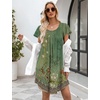 image:imageEkouaer Womens Nightgown Soft Sleepwear Pleated Sleepshirt Sleep Dress Short Sleeve Nightdress S3XLGreen Boho Floral