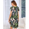 image:imageEkouaer Womens Nightgown Soft Sleepwear Pleated Sleepshirt Sleep Dress Short Sleeve Nightdress S3XLGreen Leaf