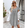 image:imageEkouaer Womens Nightgown Soft Sleepwear Pleated Sleepshirt Sleep Dress Short Sleeve Nightdress S3XLGrey