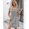 image:imageEkouaer Womens Nightgown Soft Sleepwear Pleated Sleepshirt Sleep Dress Short Sleeve Nightdress S3XLGrey