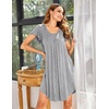 image:imageEkouaer Womens Nightgown Soft Sleepwear Pleated Sleepshirt Sleep Dress Short Sleeve Nightdress S3XLGrey