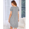 image:imageEkouaer Womens Nightgown Soft Sleepwear Pleated Sleepshirt Sleep Dress Short Sleeve Nightdress S3XLGrey