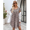 image:imageEkouaer Womens Nightgown Soft Sleepwear Pleated Sleepshirt Sleep Dress Short Sleeve Nightdress S3XLLeopard Printed