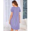 image:imageEkouaer Womens Nightgown Soft Sleepwear Pleated Sleepshirt Sleep Dress Short Sleeve Nightdress S3XLLilac