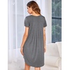 image:imageEkouaer Womens Nightgown Soft Sleepwear Pleated Sleepshirt Sleep Dress Short Sleeve Nightdress S3XLMedium Grey