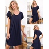 image:imageEkouaer Womens Nightgown Soft Sleepwear Pleated Sleepshirt Sleep Dress Short Sleeve Nightdress S3XLNavy Blue