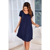 image:imageEkouaer Womens Nightgown Soft Sleepwear Pleated Sleepshirt Sleep Dress Short Sleeve Nightdress S3XLNavy Blue