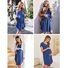 image:imageEkouaer Womens Nightgown Soft Sleepwear Pleated Sleepshirt Sleep Dress Short Sleeve Nightdress S3XLNew Blue