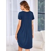 image:imageEkouaer Womens Nightgown Soft Sleepwear Pleated Sleepshirt Sleep Dress Short Sleeve Nightdress S3XLNew Blue