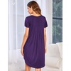 image:imageEkouaer Womens Nightgown Soft Sleepwear Pleated Sleepshirt Sleep Dress Short Sleeve Nightdress S3XLPurple