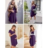 image:imageEkouaer Womens Nightgown Soft Sleepwear Pleated Sleepshirt Sleep Dress Short Sleeve Nightdress S3XLPurple