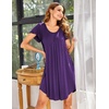image:imageEkouaer Womens Nightgown Soft Sleepwear Pleated Sleepshirt Sleep Dress Short Sleeve Nightdress S3XLPurple