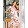 image:imageEkouaer Womens Nightgown Soft Sleepwear Pleated Sleepshirt Sleep Dress Short Sleeve Nightdress S3XLPurple Die Tye