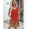 image:imageEkouaer Womens Nightgown Soft Sleepwear Pleated Sleepshirt Sleep Dress Short Sleeve Nightdress S3XLRed Plume