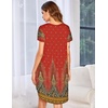image:imageEkouaer Womens Nightgown Soft Sleepwear Pleated Sleepshirt Sleep Dress Short Sleeve Nightdress S3XLRed Plume