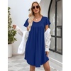 image:imageEkouaer Womens Nightgown Soft Sleepwear Pleated Sleepshirt Sleep Dress Short Sleeve Nightdress S3XLSnorkel Blue