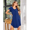 image:imageEkouaer Womens Nightgown Soft Sleepwear Pleated Sleepshirt Sleep Dress Short Sleeve Nightdress S3XLSnorkel Blue