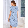 image:imageEkouaer Womens Nightgown Soft Sleepwear Pleated Sleepshirt Sleep Dress Short Sleeve Nightdress S3XLStar Moon
