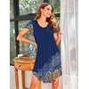 image:imageEkouaer Womens Nightgown Soft Sleepwear Pleated Sleepshirt Sleep Dress Short Sleeve Nightdress S3XLSunflower Print