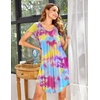 image:imageEkouaer Womens Nightgown Soft Sleepwear Pleated Sleepshirt Sleep Dress Short Sleeve Nightdress S3XLTie Dye