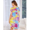 image:imageEkouaer Womens Nightgown Soft Sleepwear Pleated Sleepshirt Sleep Dress Short Sleeve Nightdress S3XLTie Dye