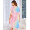 image:imageEkouaer Womens Nightgown Soft Sleepwear Pleated Sleepshirt Sleep Dress Short Sleeve Nightdress S3XLTie Dye Pink Blue