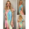 image:imageEkouaer Womens Nightgown Soft Sleepwear Pleated Sleepshirt Sleep Dress Short Sleeve Nightdress S3XLTie Dye Pink Blue