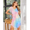 image:imageEkouaer Womens Nightgown Soft Sleepwear Pleated Sleepshirt Sleep Dress Short Sleeve Nightdress S3XLTie Dye Pink Blue