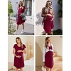 image:imageEkouaer Womens Nightgown Soft Sleepwear Pleated Sleepshirt Sleep Dress Short Sleeve Nightdress S3XLWine Red