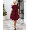image:imageEkouaer Womens Nightgown Soft Sleepwear Pleated Sleepshirt Sleep Dress Short Sleeve Nightdress S3XLWine Red