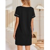 image:imageEkouaer Womens Nightgowns Short Sleeve Nightshirt Soft Night Gown Ladies Nightdress Comfy Pajama DressBlack