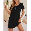 image:imageEkouaer Womens Nightgowns Short Sleeve Nightshirt Soft Night Gown Ladies Nightdress Comfy Pajama DressBlack