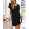 image:imageEkouaer Womens Nightgowns Short Sleeve Nightshirt Soft Night Gown Ladies Nightdress Comfy Pajama DressBlack