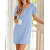 image:imageEkouaer Womens Nightgowns Short Sleeve Nightshirt Soft Night Gown Ladies Nightdress Comfy Pajama DressLight Blue