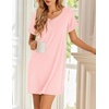 image:imageEkouaer Womens Nightgowns Short Sleeve Nightshirt Soft Night Gown Ladies Nightdress Comfy Pajama DressLight Pink