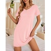 image:imageEkouaer Womens Nightgowns Short Sleeve Nightshirt Soft Night Gown Ladies Nightdress Comfy Pajama DressLight Pink