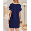 image:imageEkouaer Womens Nightgowns Short Sleeve Nightshirt Soft Night Gown Ladies Nightdress Comfy Pajama DressNavy Blue