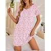 image:imageEkouaer Womens Nightgowns Short Sleeve Nightshirt Soft Night Gown Ladies Nightdress Comfy Pajama DressPink Floral