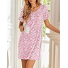 image:imageEkouaer Womens Nightgowns Short Sleeve Nightshirt Soft Night Gown Ladies Nightdress Comfy Pajama DressPink Floral